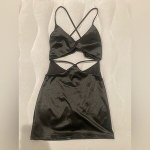 Windsor Black Satin Silk Dress LBD XS